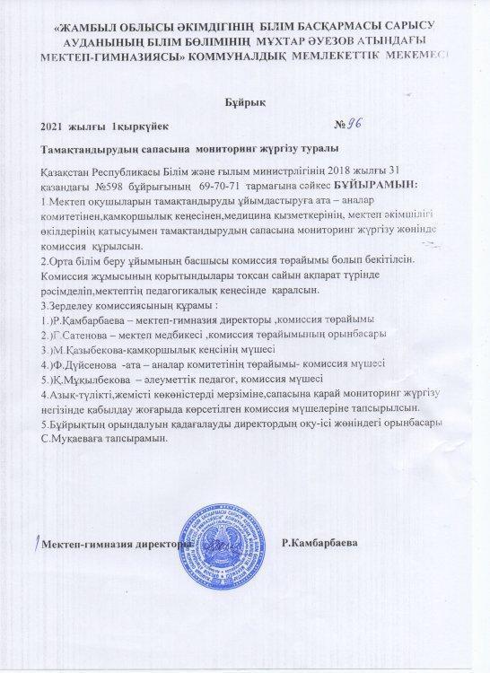 Тамақ сапасының мониторингі