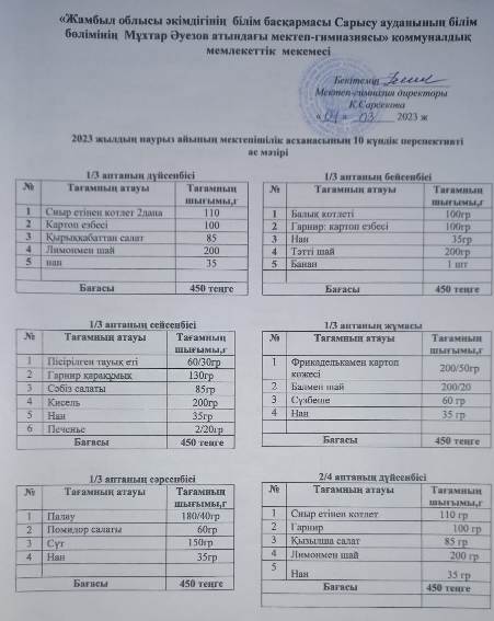 Перспективті ас мәзірі