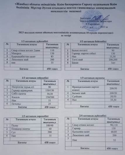 Перспективті ас мәзірі