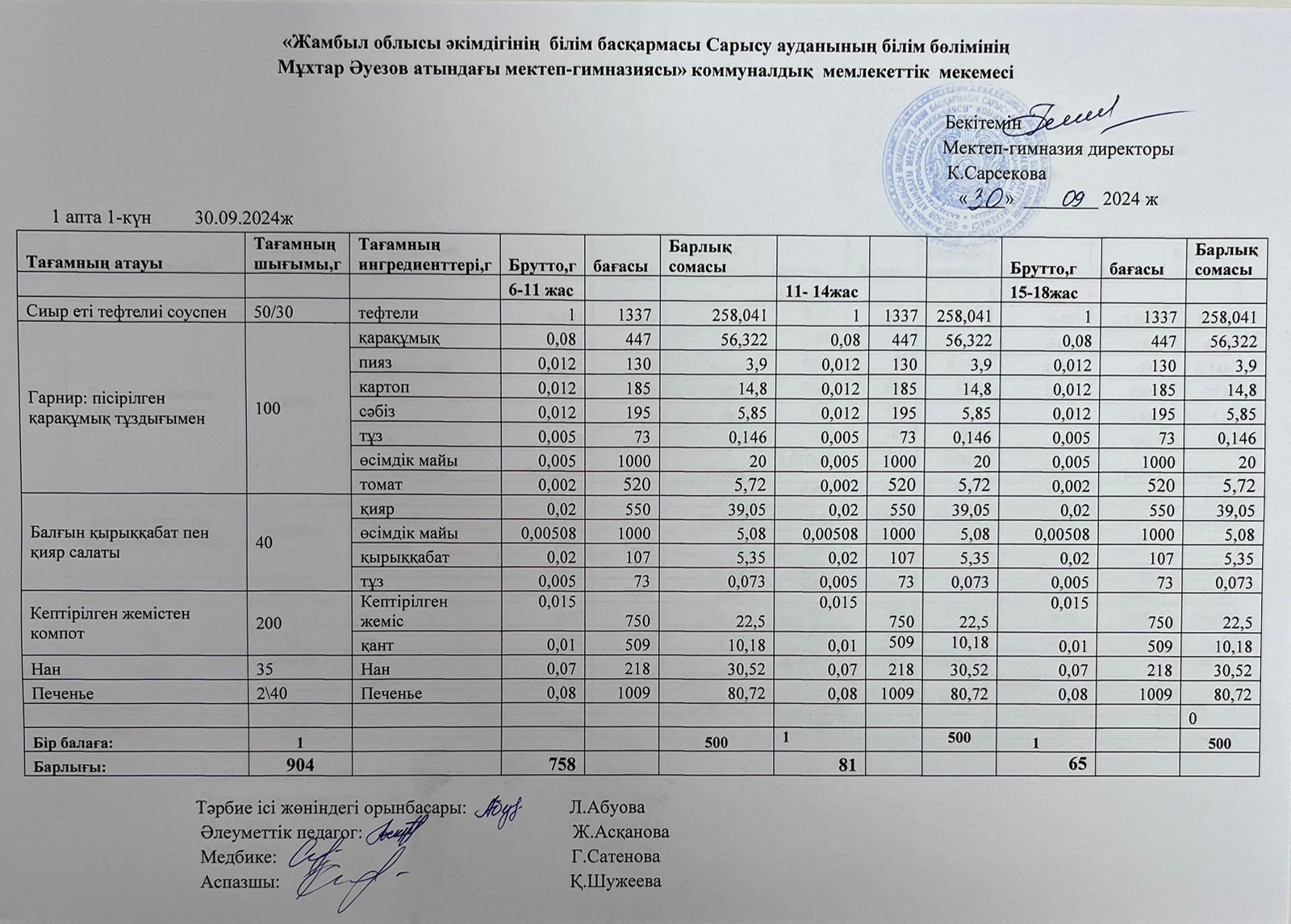 Ас мәзірі