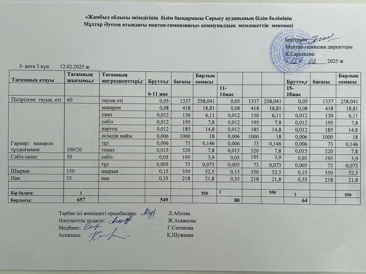 Ас мәзірі