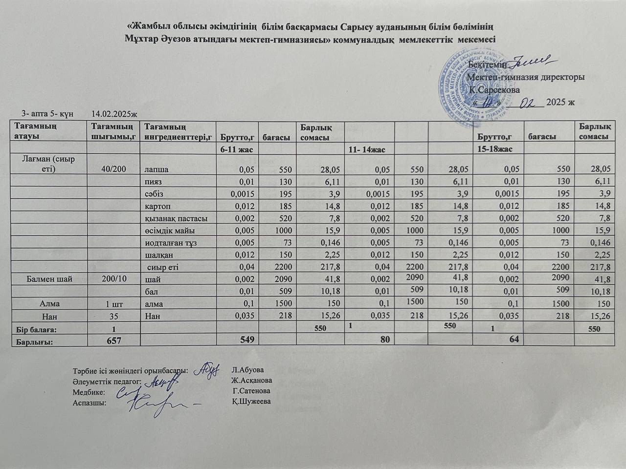 Ас мәзірі