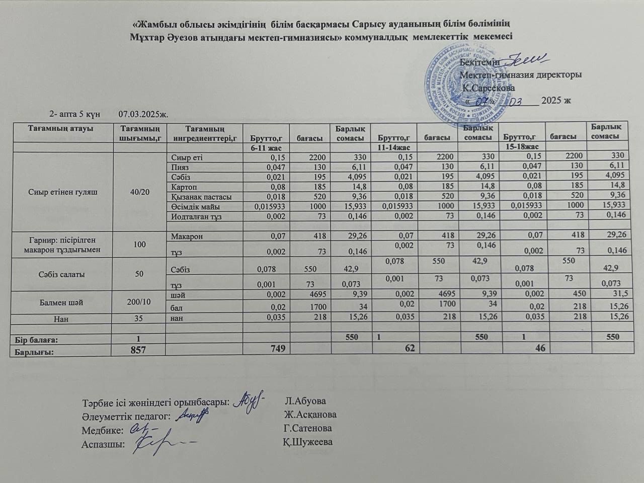 Ас мәзірі