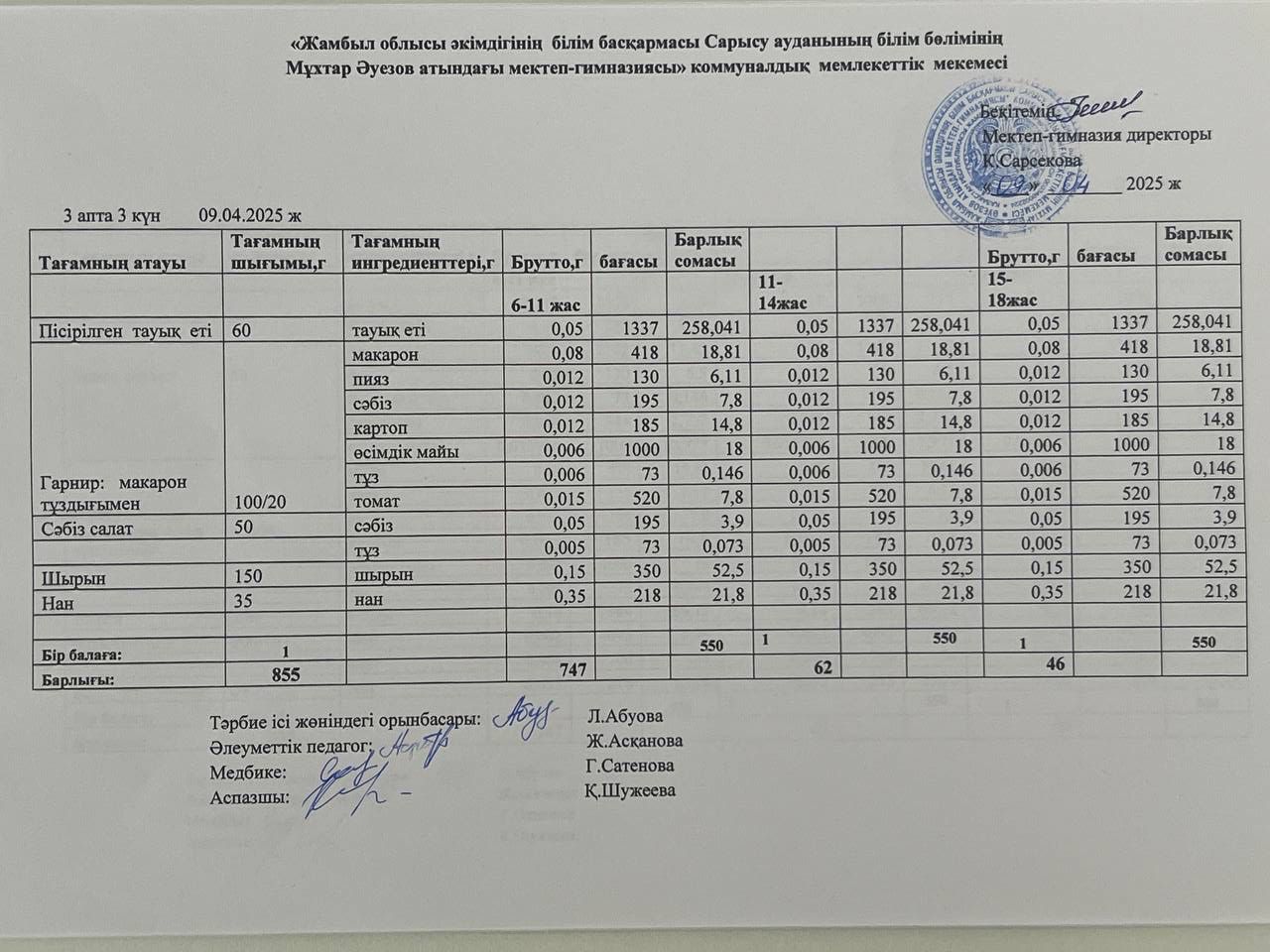 Ас мәзірі